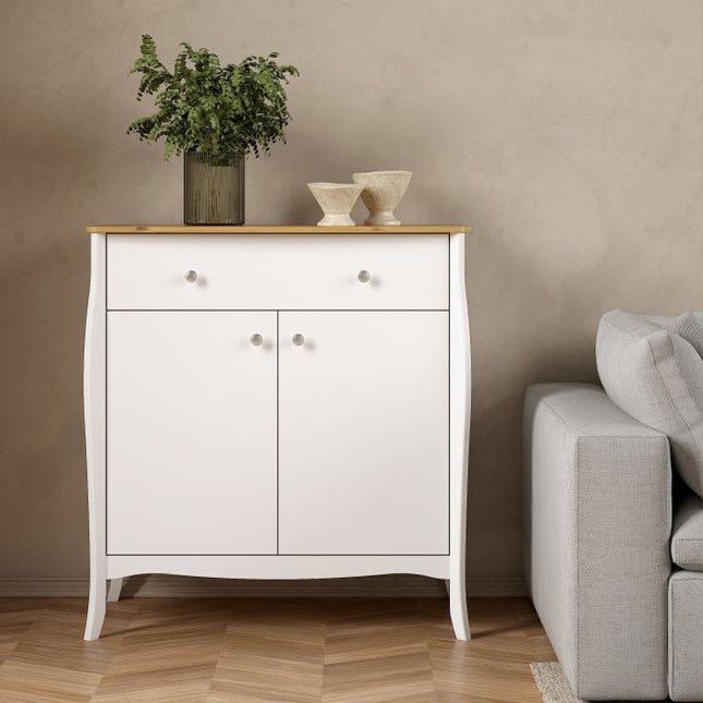 Baroque 2 Doors 1 Drawer Sideboard - White