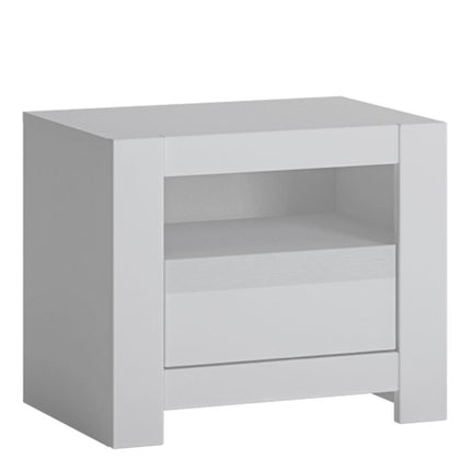 Novi 1  Drawer Bedside Table - White