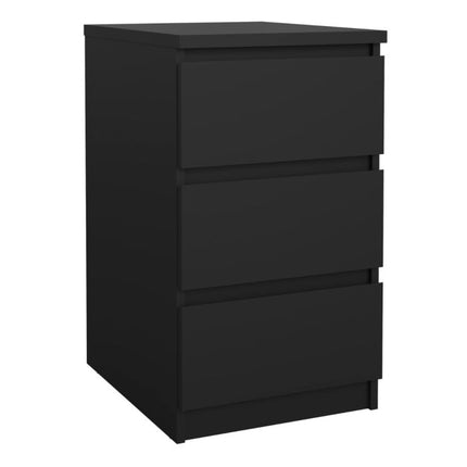 Naia 3 Drawers Bedside Table - Black