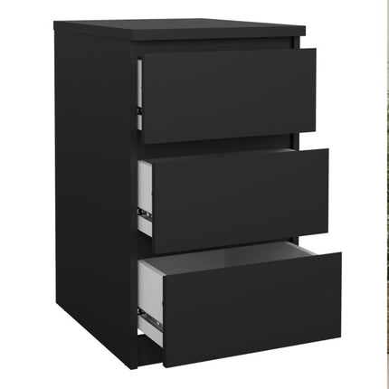 Naia 3 Drawers Bedside Table - Black