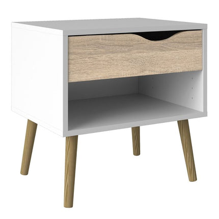 Oslo 1 Drawer Bedside Table - White