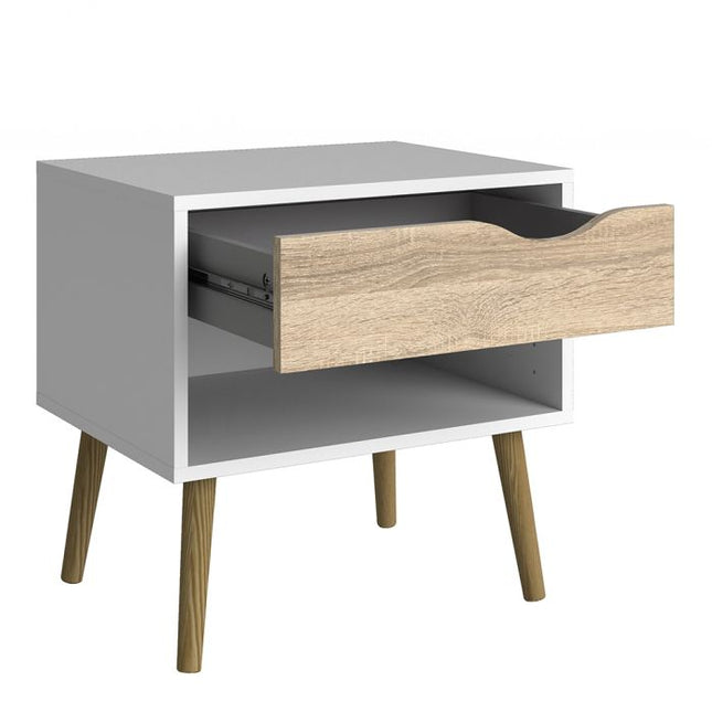 Oslo 1 Drawer Bedside Table - White