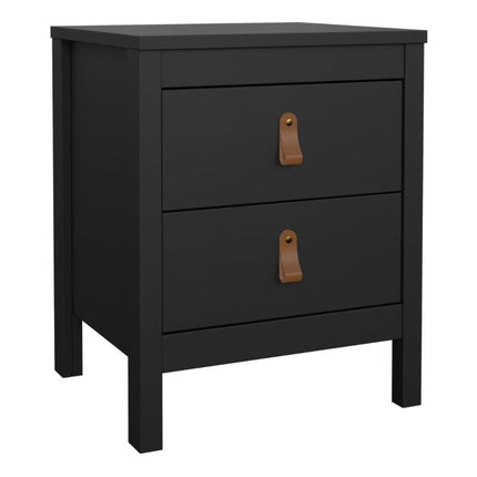 Barcelona 2 Drawers Bedside Table - Black