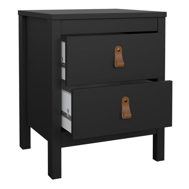 Barcelona 2 Drawers Bedside Table - Black