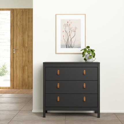 Barcelona 3  Drawers Chest - Black