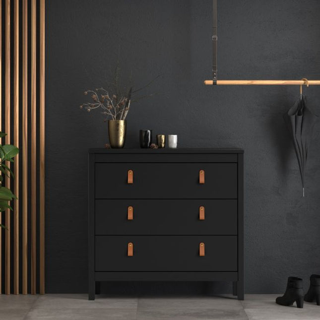 Barcelona 3  Drawers Chest - Black
