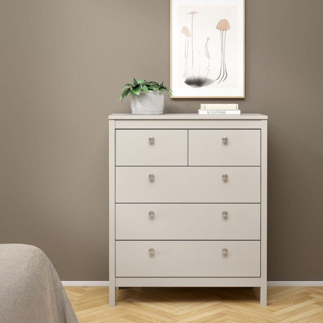 Madrid 5 Drawers Chest - Cashmere