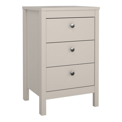 Madrid 3 Drawers Bedside Table - Cashmere