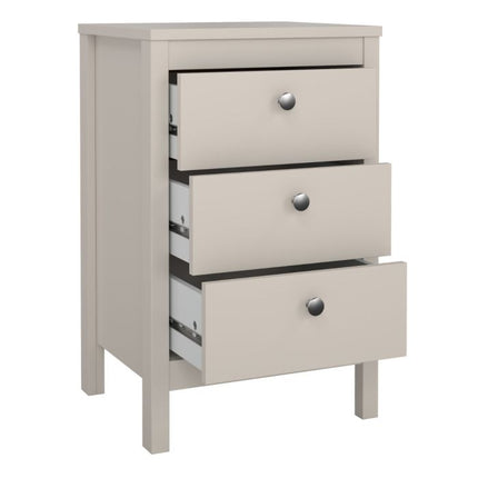 Madrid 3 Drawers Bedside Table - Cashmere
