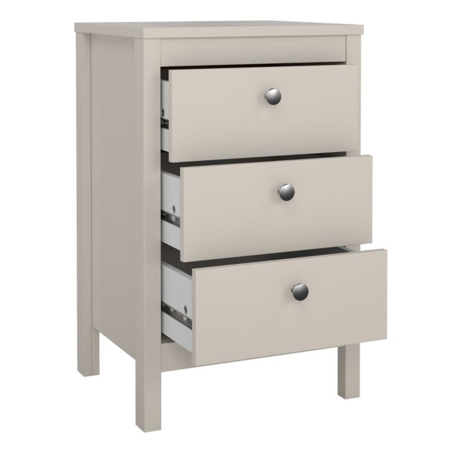 Madrid 3 Drawers Bedside Table - Cashmere