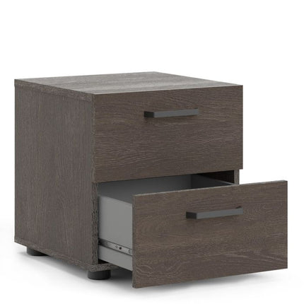 Dallas 2 Drawers Bedside Table -  Dark Oak