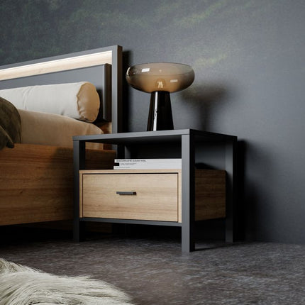 High Rock 1 Drawer Bedside Table - Oak