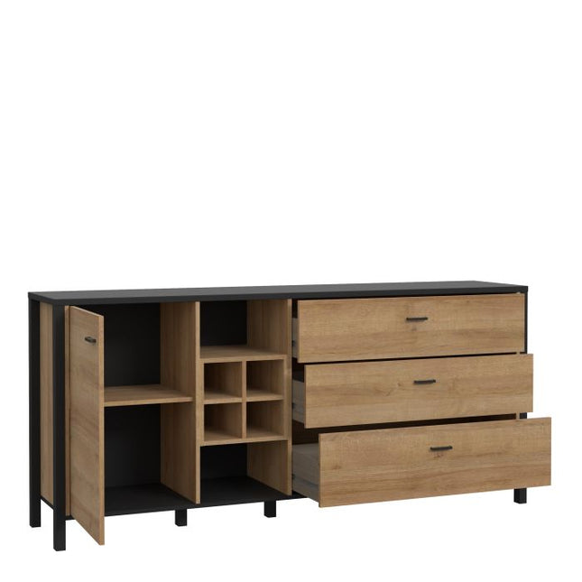 High Rock 3 Drawers 1 Door Sideboard - Oak