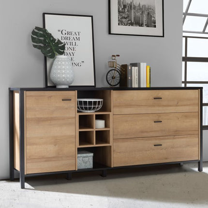 High Rock 3 Drawers 1 Door Sideboard - Oak