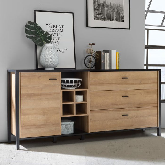High Rock 3 Drawers 1 Door Sideboard - Oak