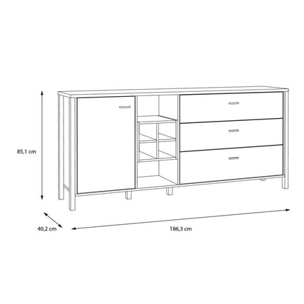 High Rock 3 Drawers 1 Door Sideboard - Oak
