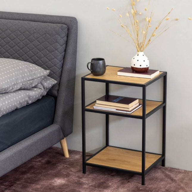 Seaford 2 Shelves Bedside Table - Oak