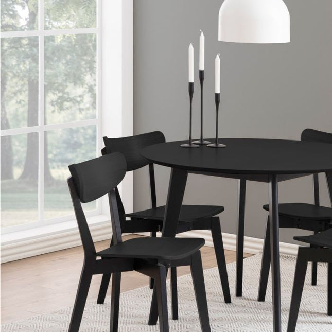 Black Roxby Dining Table with 4 Black Dining Chairs