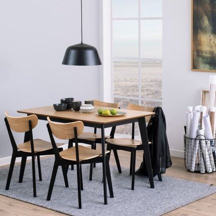 Oak Roxby Dining Table with 4 Oak Dining Chairs