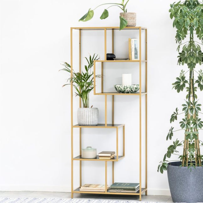 Seaford Tall Metal Bookcase - Gold