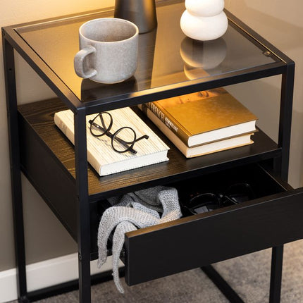 Randolf 1 Drawer Bedside Table - Black