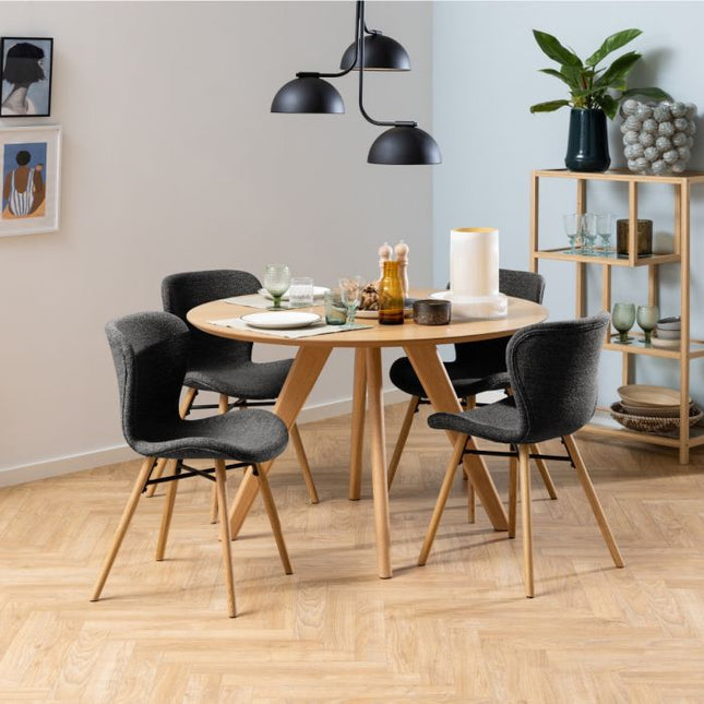 Townsville Oak Dining Table with 4 Grey Dining Chairs