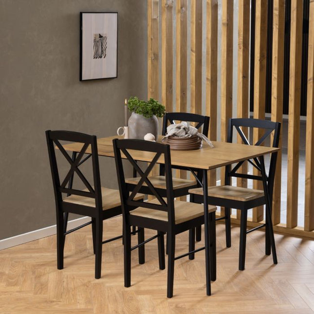 Elvira Set of 2 Dining Chairs - Black & Oak