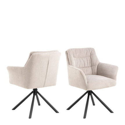 Alonso Set of 2 Swivel Dining Chairs - Cream
