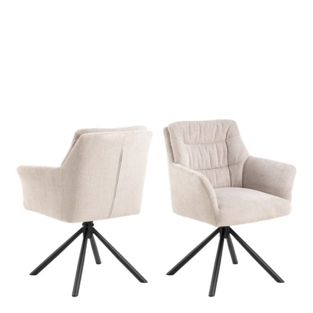Alonso Set of 2 Swivel Dining Chairs - Cream