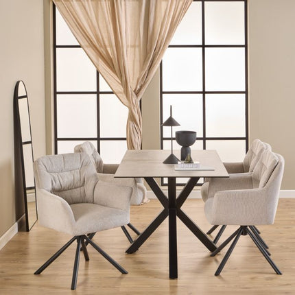 Alonso Set of 2 Swivel Dining Chairs - Cream