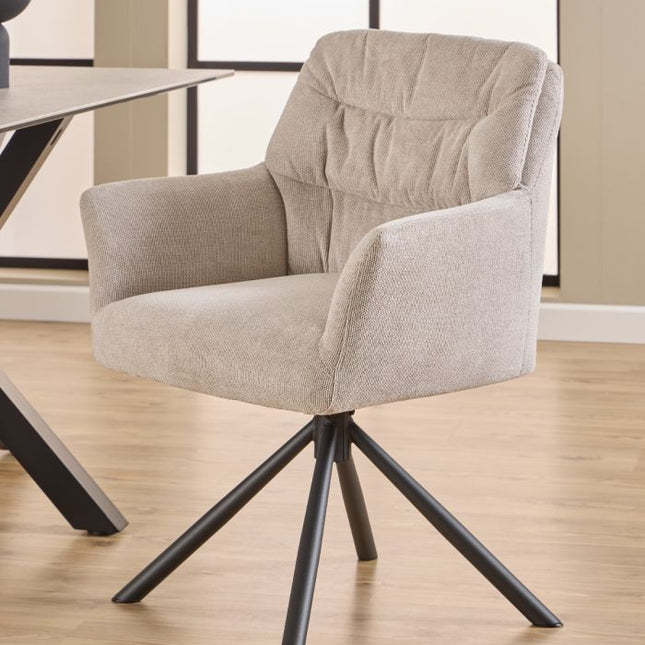 Alonso Set of 2 Swivel Dining Chairs - Cream