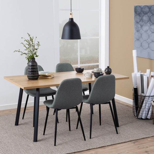 Oak Cenny Dining Table with 4 Grey Dining Chairs