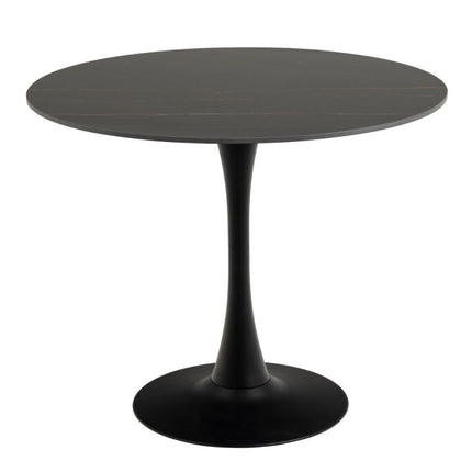 Malta Black Ceramic Dining Table with 4 Grey Dining Chairs