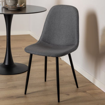 Malta Black Ceramic Dining Table with 4 Grey Dining Chairs