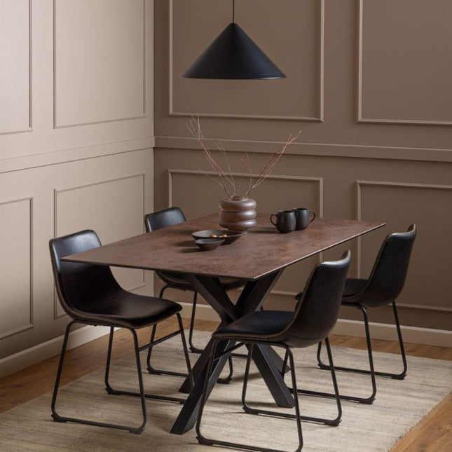 Heaven 6 Seater Dining Table - Rusty Brown