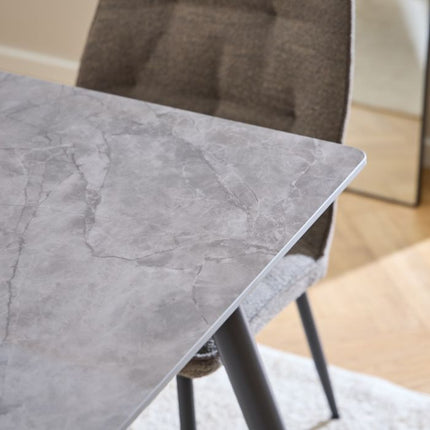 Grey Ceramic Wicklow Dining Table with 4 Taupe Dining Chairs