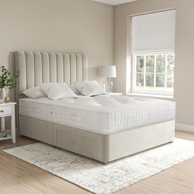 Maya Divan Bed With 2 Drawers & Headboard -  Cream