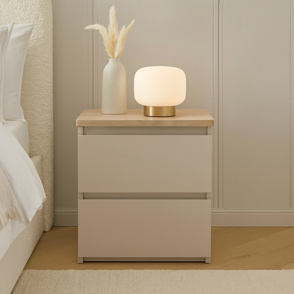 Naia 2 Drawers Bedside Table - Cashmere