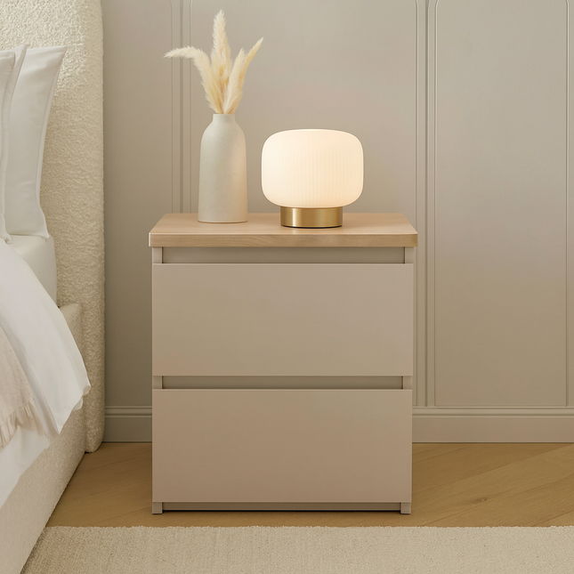 Naia 2 Drawers Bedside Table - Cashmere