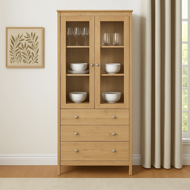 Madrid Display Cabinet - Oak