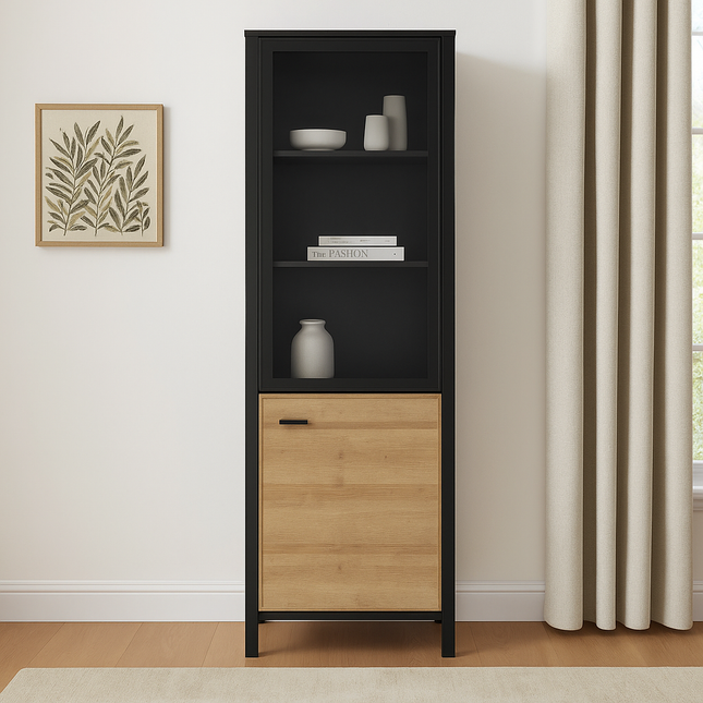 High Rock Slim Display Cabinet - Oak