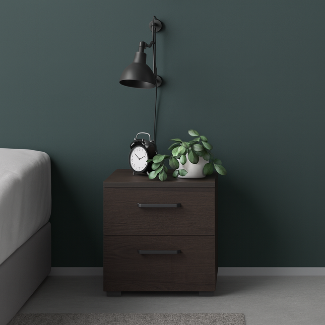 Dallas 2 Drawers Bedside Table -  Dark Oak
