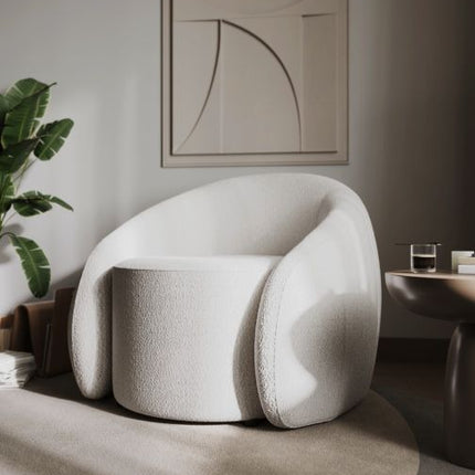 Aelia Swivel Lounge Chair - Neutral Boucle